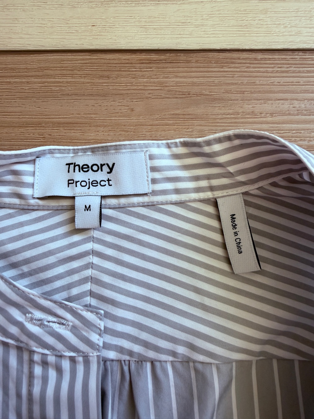 Theory Striped Band Collared Preppy Shirt Medium - Picture 5 of 10
